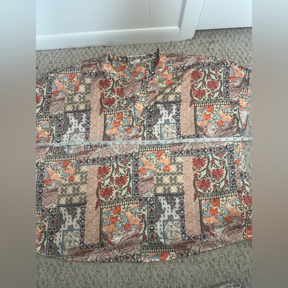 Nicole Miller Patchwork Blouse - Orange and Cream - Picture 6 of 7